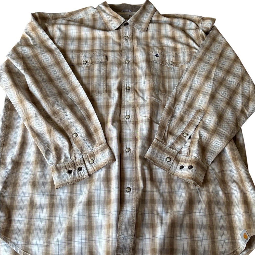 Carhartt Shirt Men's 2XL Pearl Snap Western Relaxed Fit Plaid